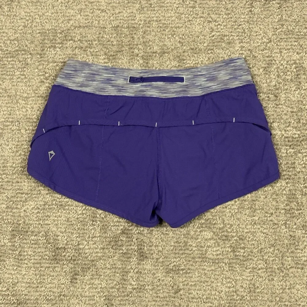 Ivivva Lululemon Speed Up Shorts Girls 12 Purple Lined Zip Pocket Drawstring